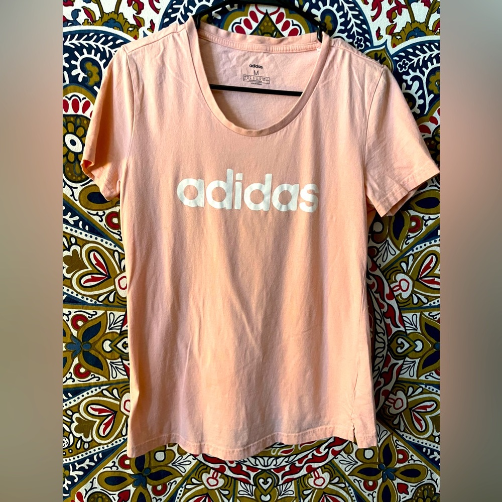 adidas Women's Coral Pink Linear Tee Size M